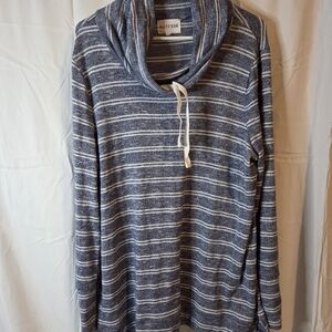 Olive & Oak Blue and White Striped Cowl Neck Tunic Very Soft Size XXL